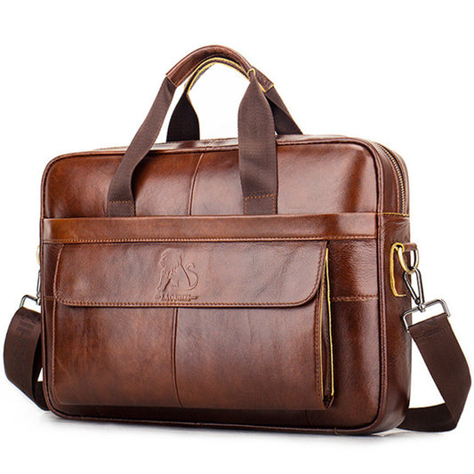 Leather Hand-carried Top Layer Cowhide Business Briefcase With Large Capacity